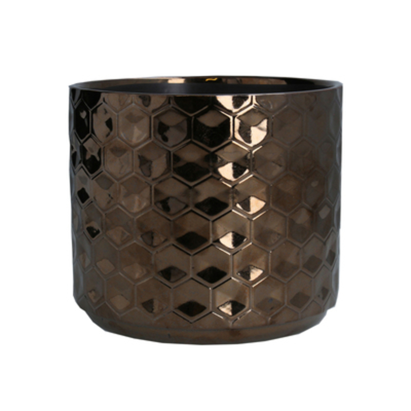 Copper Honeycomb Design Ceramic Pot Cover. The Perfect Addition To Your Home Or Garden. By Gisela Graham.